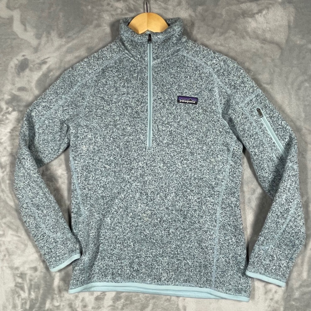 Patagonia Better Sweater 1/4 Zip Pullover Fleece Light Blue Marl Womens XS 4013